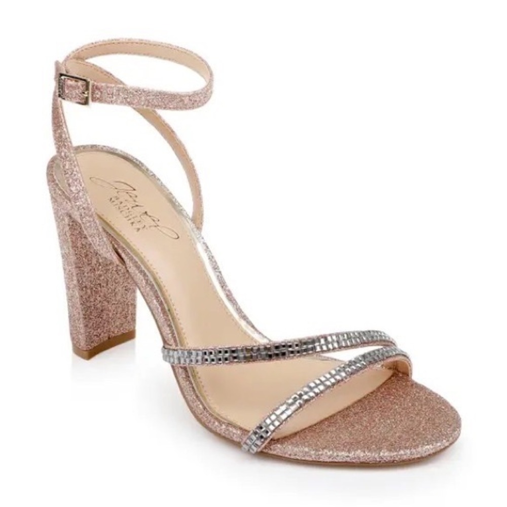 Badgley Mischka Jewel | Rose Gold Glitter Aura Heel | Size 8.5